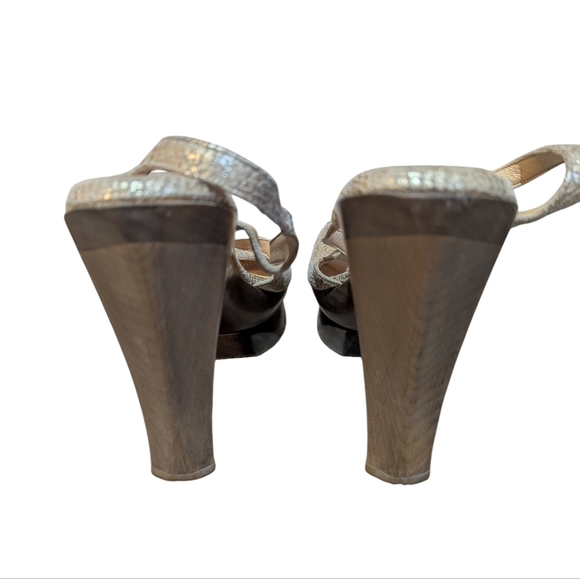 Salpy Platform Metallic Leather Sandal size 10 Made in USA - Picture 7 of 9